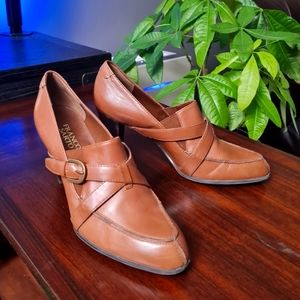 Franco Sarto Womens Tan/Brown Leather Upper Heels 8.5M L-Guitar 22057200